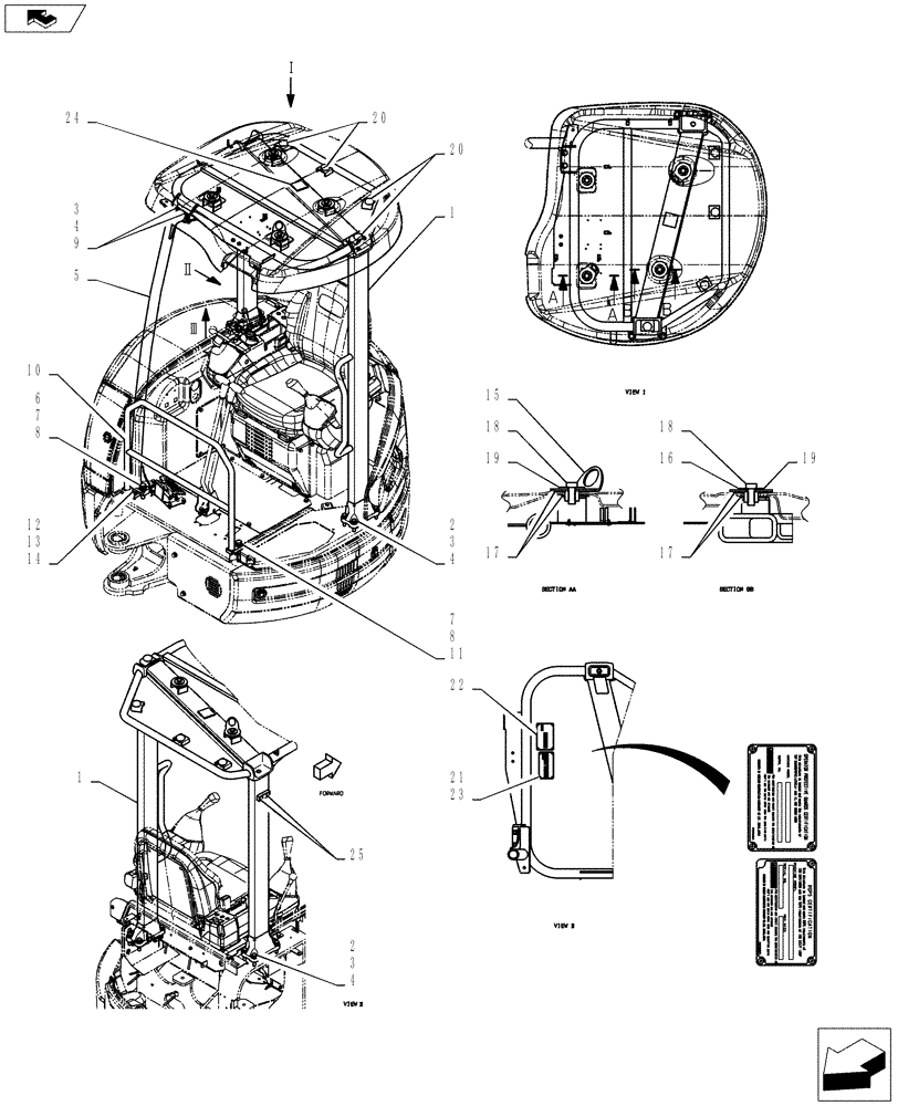 Схема запчастей Case CX27B ASN - (90.150.18) - CANOPY ASSY (90) - PLATFORM, CAB, BODYWORK AND DECALS