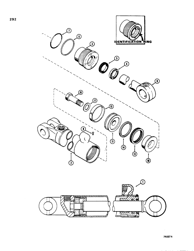 Схема запчастей Case 35 - (292) - G33066 BACKHOE BOOM CYLINDER, WITH TWO PIECE PISTON 