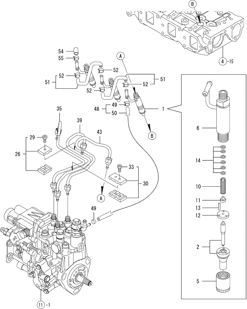 Схема запчастей Case CX27B - (08-012) - FUEL INJECTION VALVE (10) - ENGINE