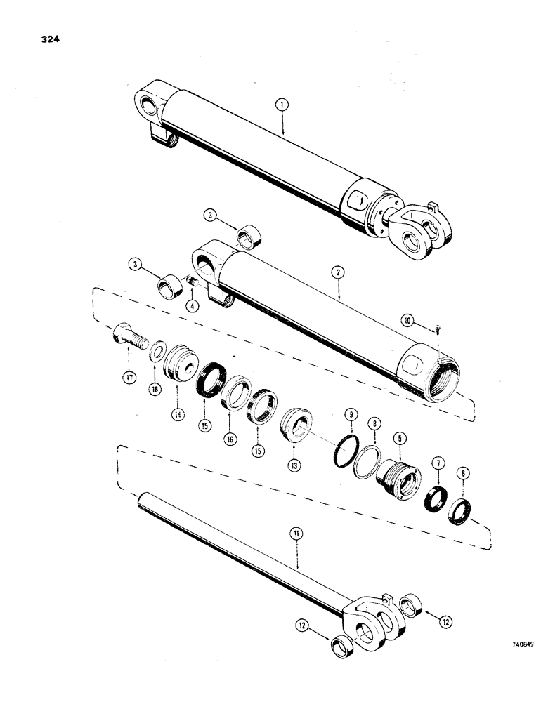 Схема запчастей Case 850 - (324) - G32689 AND G32690 LOADER LIFT CYLINDERS, GLAND HAS SOLID OUTER ROD WIPER - NO I.D. RING (07) - HYDRAULIC SYSTEM