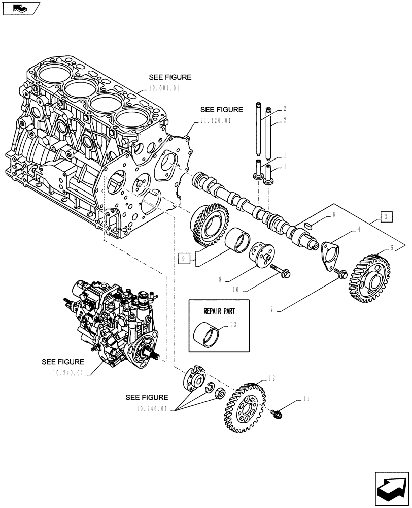 Схема запчастей Case CX27B ASN - (10.106.01) - CAMSHAFT AND DRIVING GEAR (10) - ENGINE