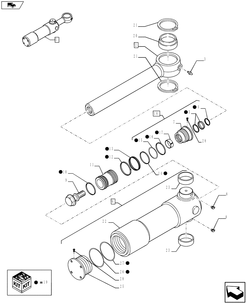 Схема запчастей Case 590SN - (35.739.0202) - CYLINDER - BACKHOE SWING (35) - HYDRAULIC SYSTEMS