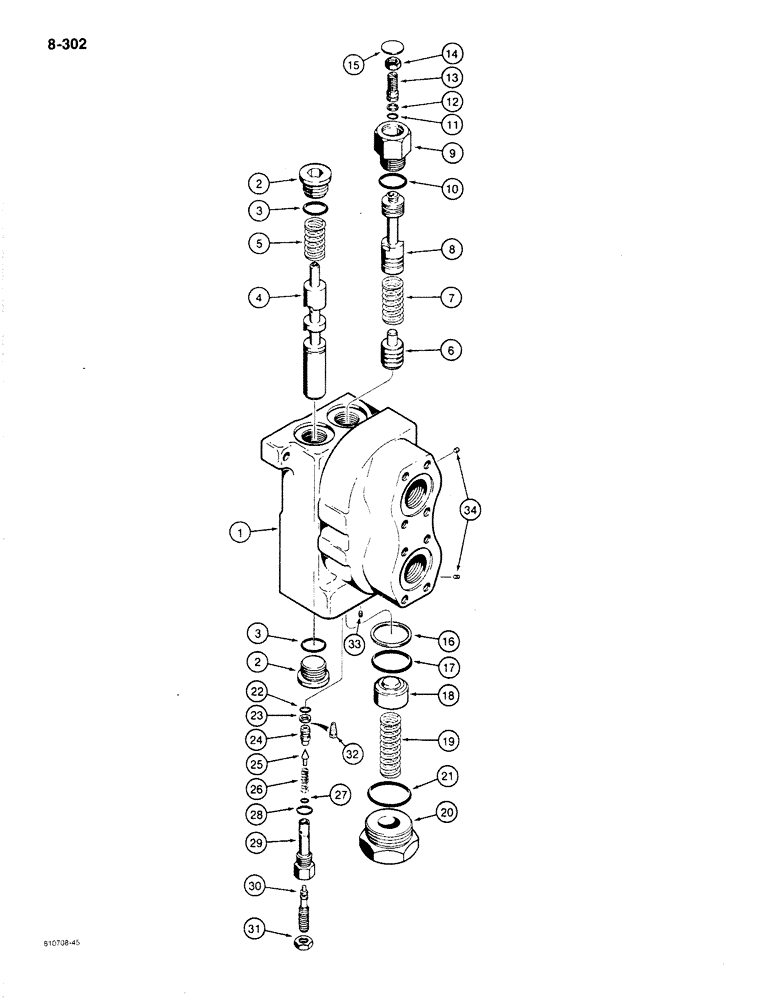 Схема запчастей Case 780C - (8-302) - BACKHOE CONTROL VALVES, INLET AND OUTLET SECTION (08) - HYDRAULICS