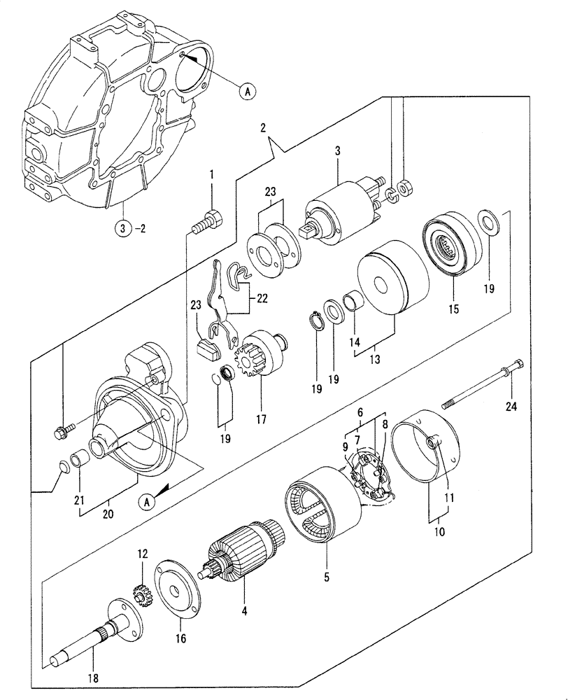 Схема запчастей Case CX31B - (ENGINE-14[1]) - STARTER MOTOR (55) - ELECTRICAL SYSTEMS