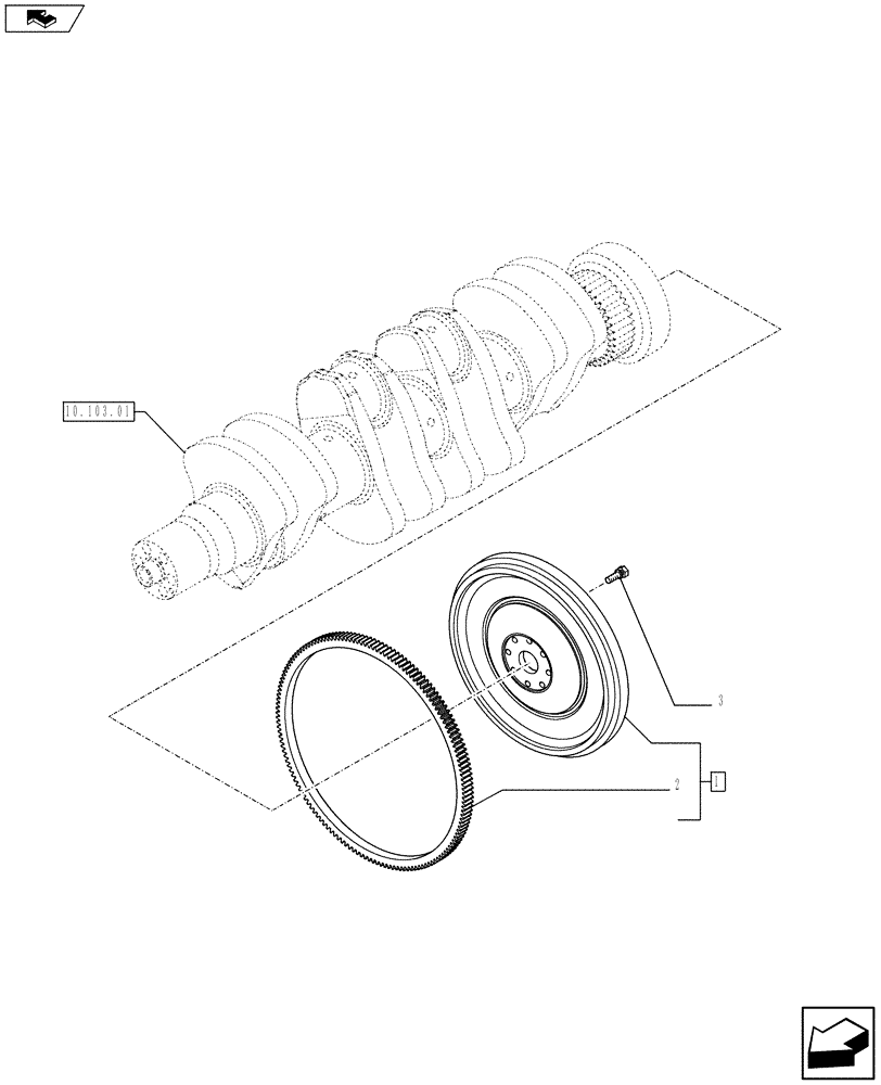 Схема запчастей Case F4HFE413A E002 - (10.103.02) - FLYWHEEL - ENGINE (2852337) (10) - ENGINE