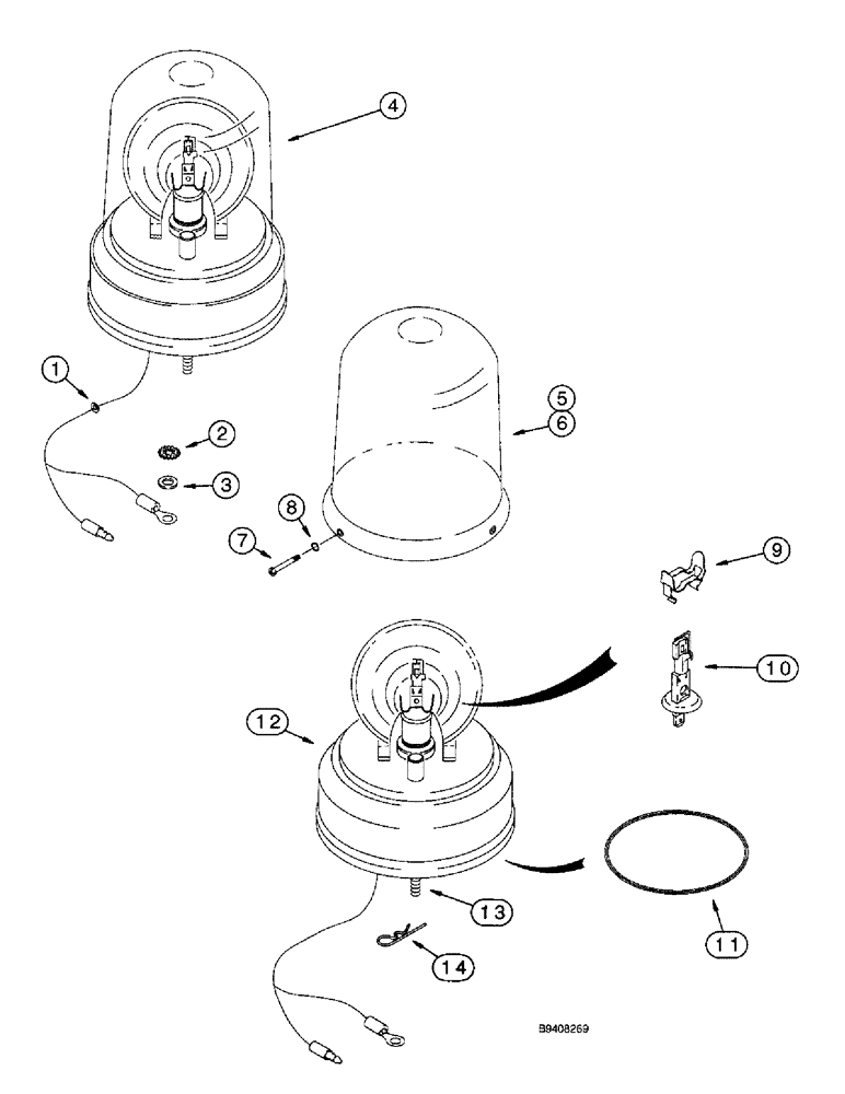 Схема запчастей Case 590SL - (4-42) - ROTATING BEACON, USED ON CAB OR CANOPY MODELS (04) - ELECTRICAL SYSTEMS