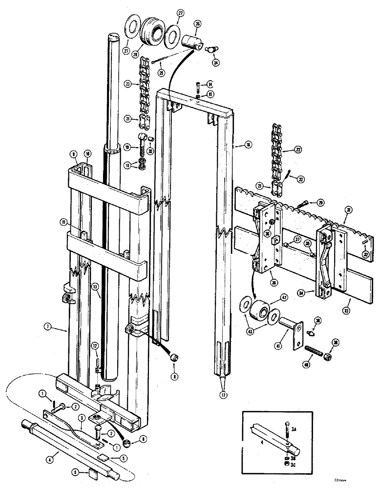 Схема запчастей Case 580 - (10) - MAST AND RELATED PARTS (10-1/2 FOOT) 4000 LB. CAPACITY, LATE PRODUCTION (83) - TELESCOPIC SINGLE ARM