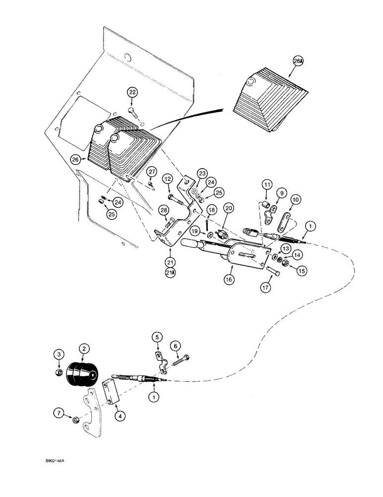 Схема запчастей Case 580SK - (7-12) - PARKING BRAKE LEVER AND LINKAGE (07) - BRAKES