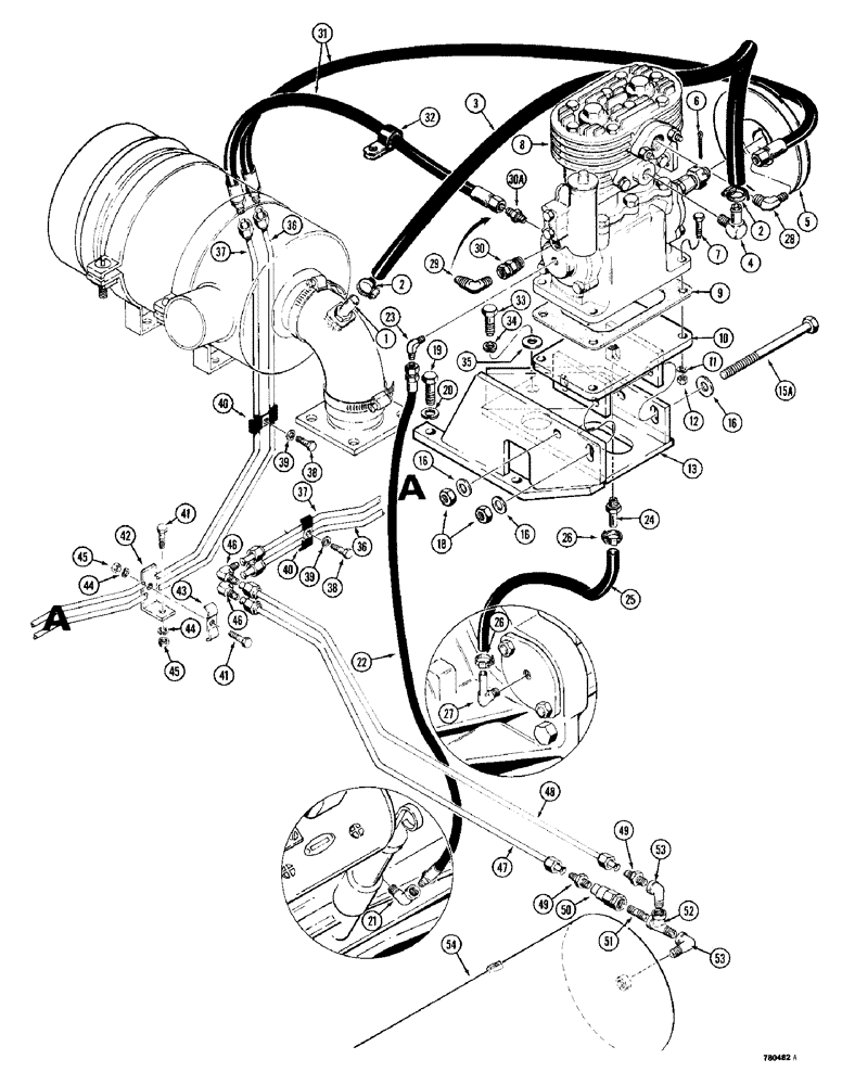 Схема запчастей Case 780 - (240) - BRAKE SYSTEM, MODEL 400 AIR COMPRESSOR AND RESERVOIR (07) - BRAKES