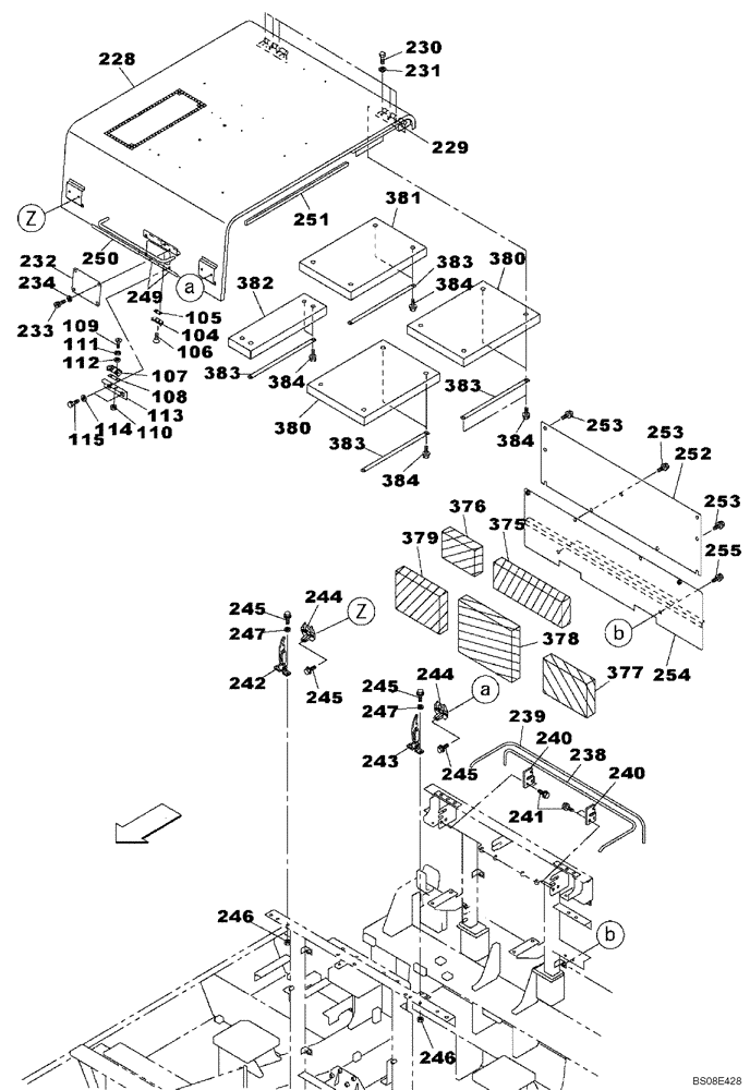 Схема запчастей Case CX700B - (09-74) - COWLING - ENGINE COVER (09) - CHASSIS