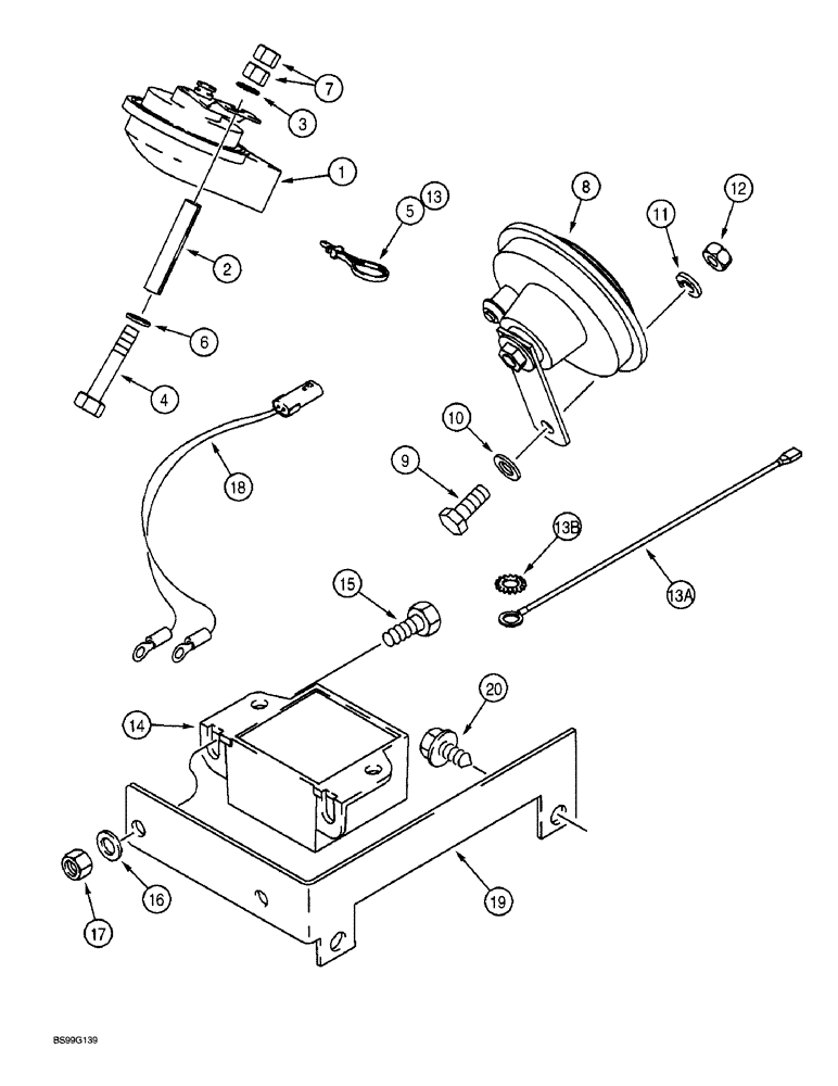 Схема запчастей Case 570LXT - (4-44) - HORN AND BACKUP ALARM (04) - ELECTRICAL SYSTEMS