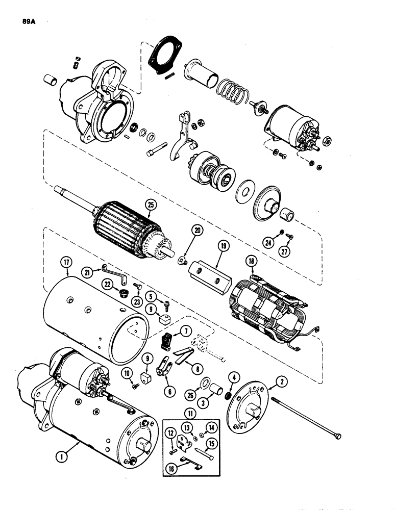 Схема запчастей Case 1835 - (089A) - A169502 STARTER, 188 DIESEL ENGINE (04) - ELECTRICAL SYSTEMS