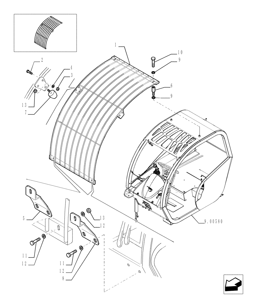 Схема запчастей Case TX1055 - (9.10182[01]) - WINDSHIELD GUARD GRILL - OPTIONAL CODE 749041011 (88) - ACCESSORIES