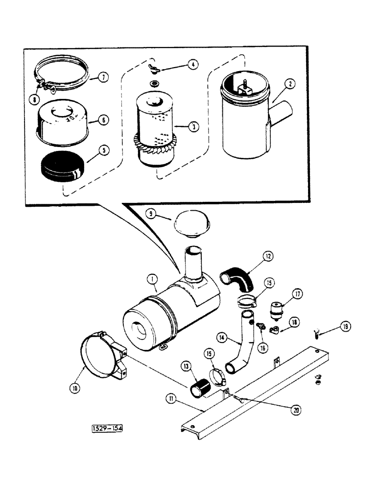 Схема запчастей Case 1529 - (074) - AIR CLEANER (10) - ENGINE