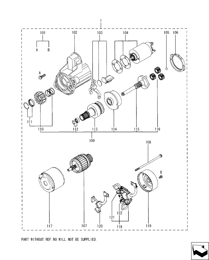 Схема запчастей Case CX17B - (08-024) - STARTER (55) - ELECTRICAL SYSTEMS