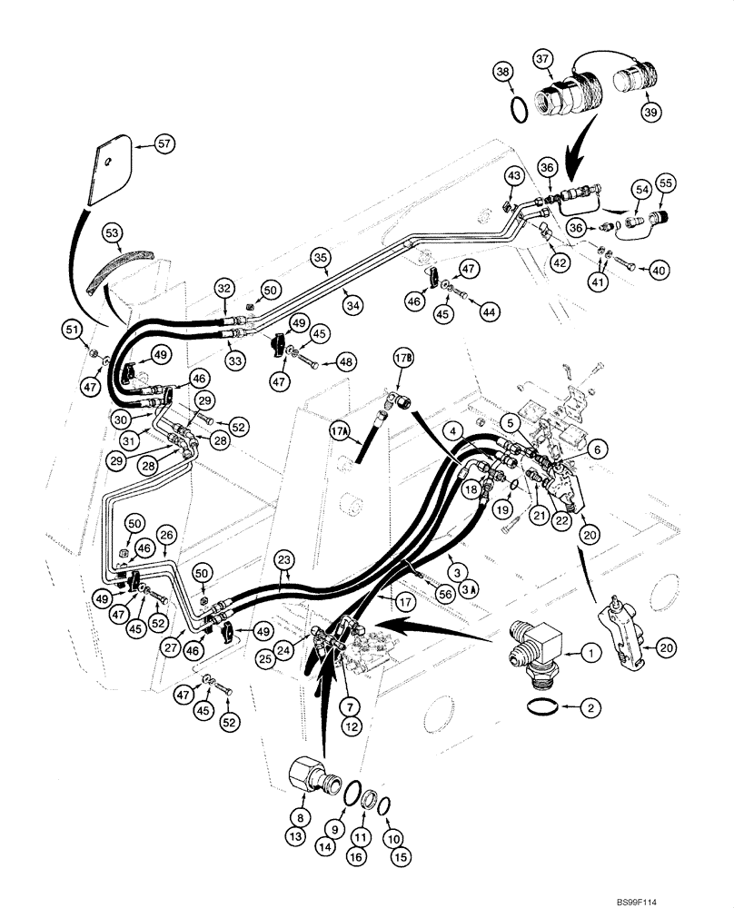 Схема запчастей Case 1845C - (08-07) - HYDRAULICS - AUXILIARY SYSTEM, - JAF0102176 (08) - HYDRAULICS