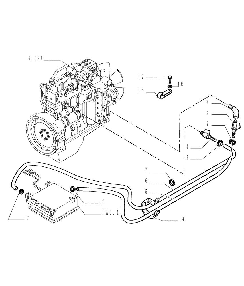 Схема запчастей Case 1850K LT - (9.653[08]) - ROPS CAB WITH HEATER LINES - OPTIONAL CODE 76078133 (19) - OPTIONS