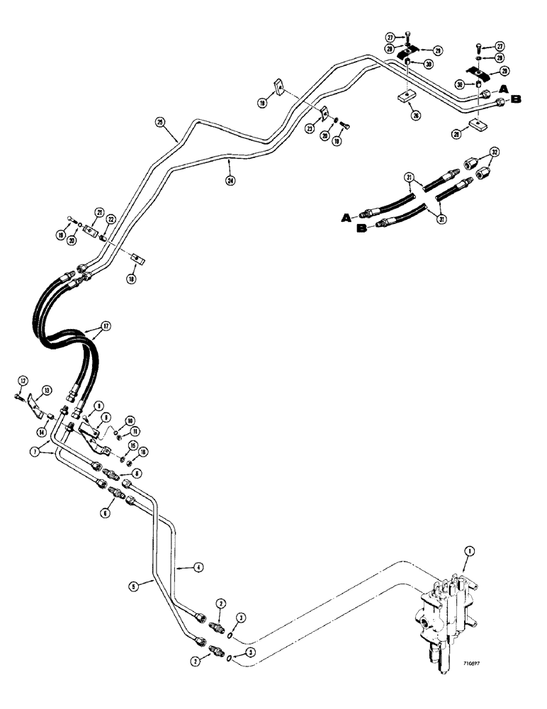 Схема запчастей Case 780 - (292) - LOADER CLAM HYDRAULIC CIRCUIT (08) - HYDRAULICS