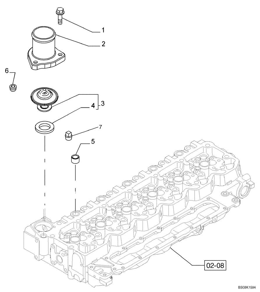 Схема запчастей Case 865B - (02-46[01]) - THERMOSTAT - ENGINE COOLING SYSTEM (02) - ENGINE