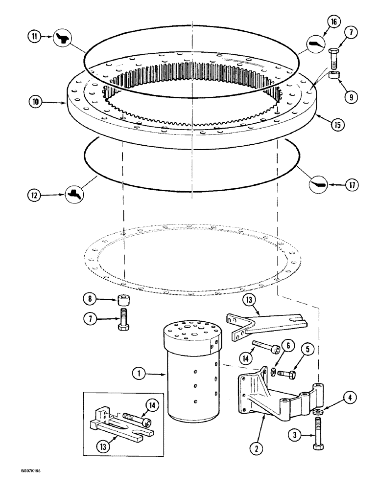 Схема запчастей Case 888 - (9A-02) - TURNTABLE BEARING (09) - CHASSIS