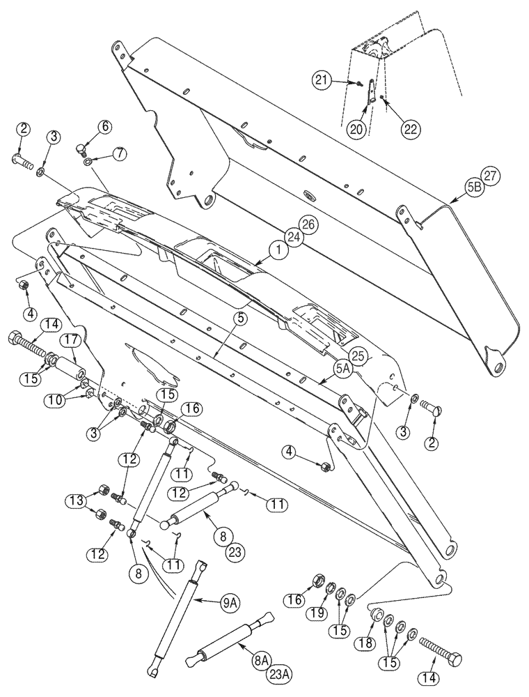 Схема запчастей Case 95XT - (09-24) - HOOD WITHOUT SOUNDPROOFING (NORTH AMERICA) (09) - CHASSIS/ATTACHMENTS