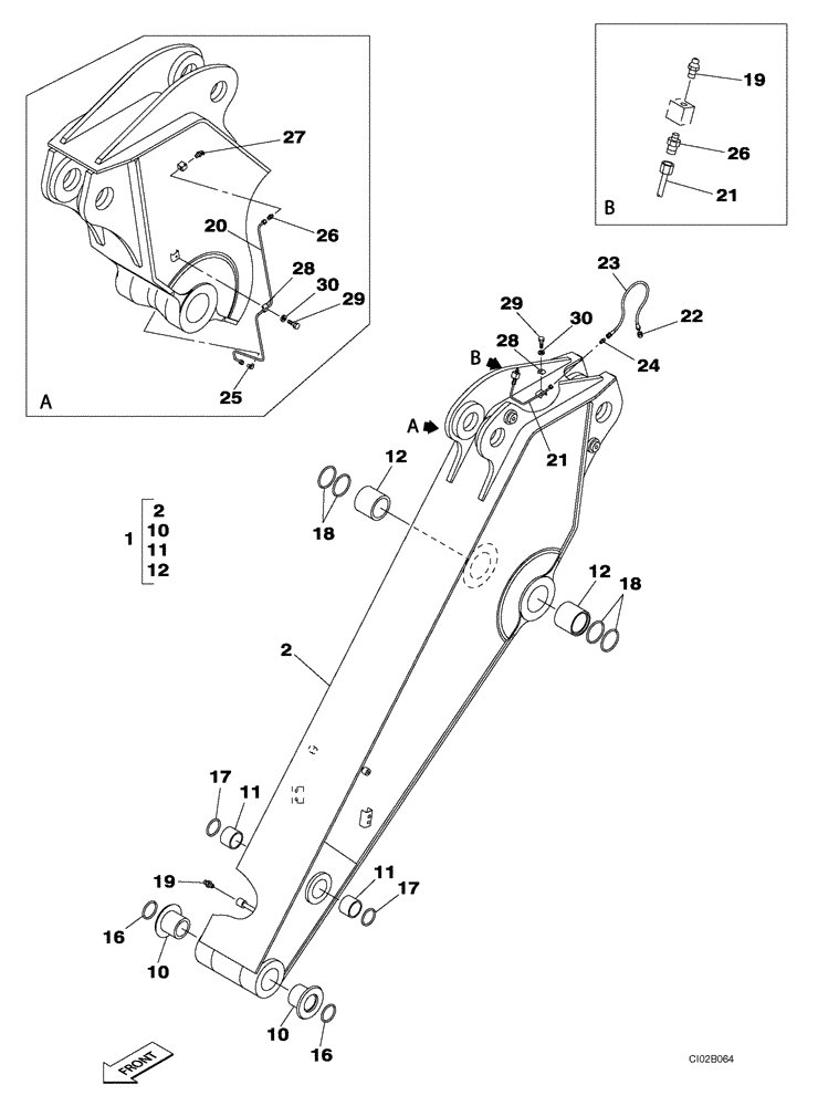 Схема запчастей Case CX460 - (09-45) - ARM, EXCAVATOR, 2,53 M (8 FT 4IN) (09) - CHASSIS/ATTACHMENTS