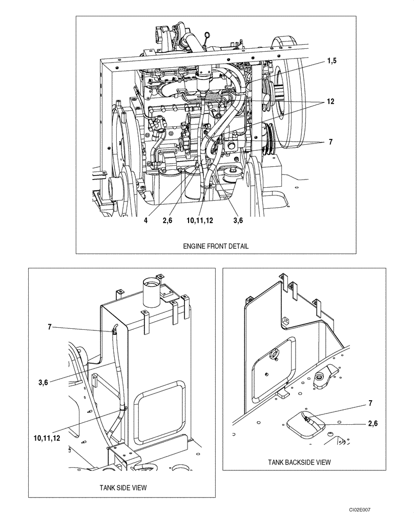 Схема запчастей Case CX135SR - (03-03) - FUEL LINES (03) - FUEL SYSTEM