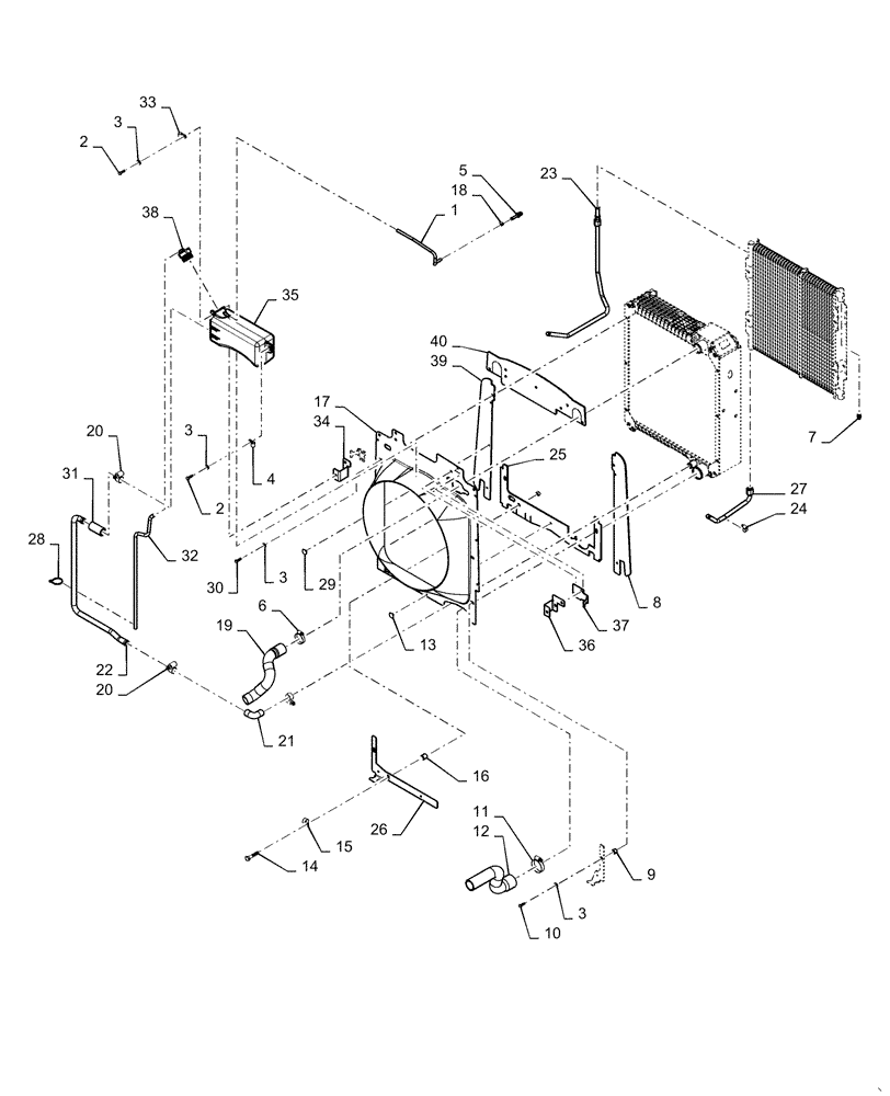 Схема запчастей Case 588H - (10.408.03[01]) - OIL COOLER INSTALLATION, HARDWARE AND LINES (10) - ENGINE