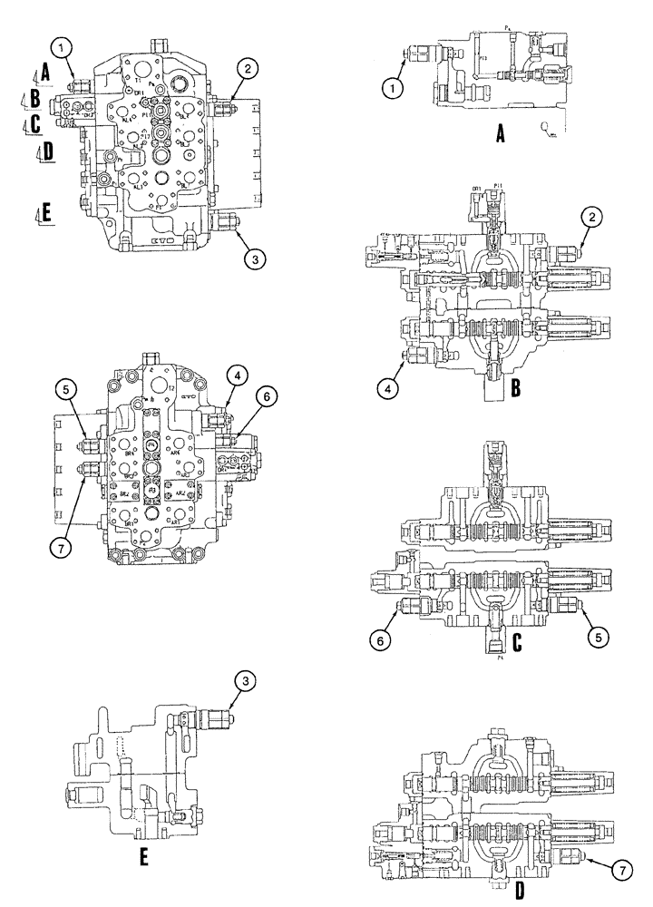 Схема запчастей Case 9050B - (8-130) - CONTROL VALVE, WORKING CIRCUIT RELIEF VALVES (08) - HYDRAULICS