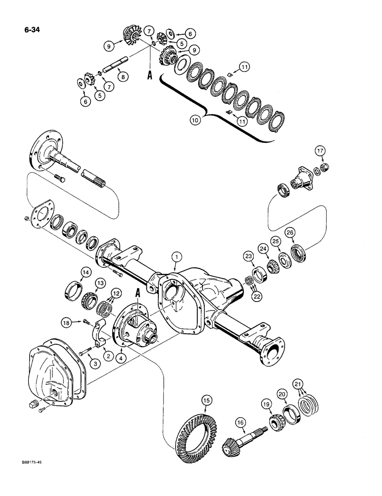 Схема запчастей Case MAXI-SNEAKER C - (6-34) - FRONT AND REAR AXLES (06) - POWER TRAIN