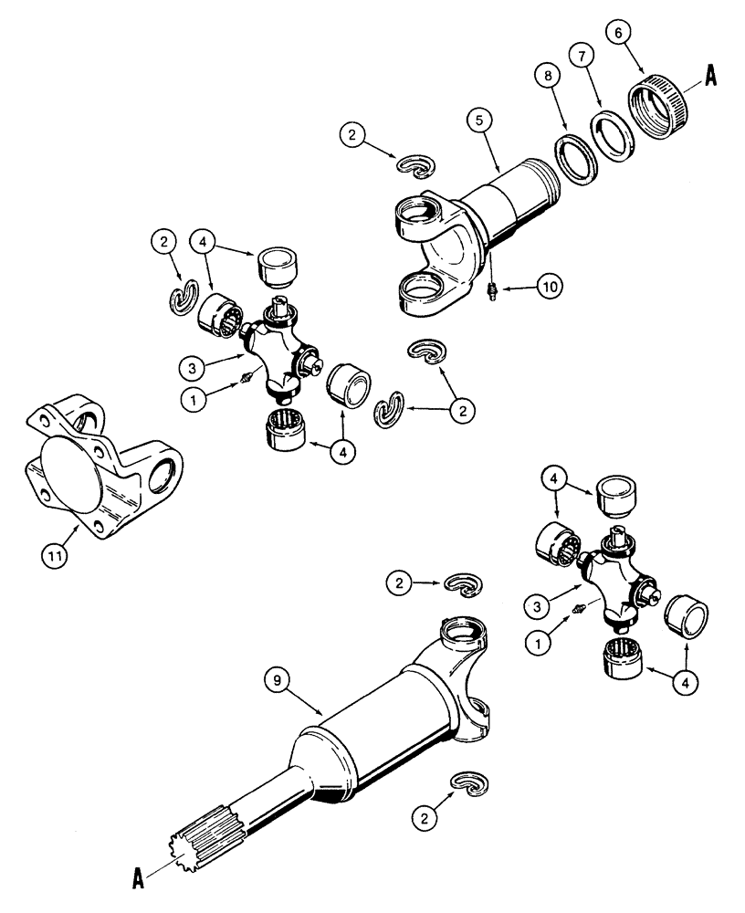 Схема запчастей Case 460 - (6-34) - FRONT DRIVE SHAFTS (06) - POWER TRAIN