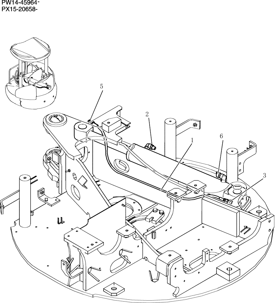 Схема запчастей Case CX36B - (077-01[1]) - HYDRAULIC LINES, CYLINDER (SWING) (05) - SUPERSTRUCTURE