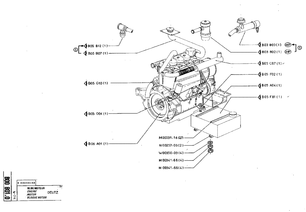 Схема запчастей Case TY45 - (B00 B01.0) - ENGINE - DEUTZ (01) - ENGINE