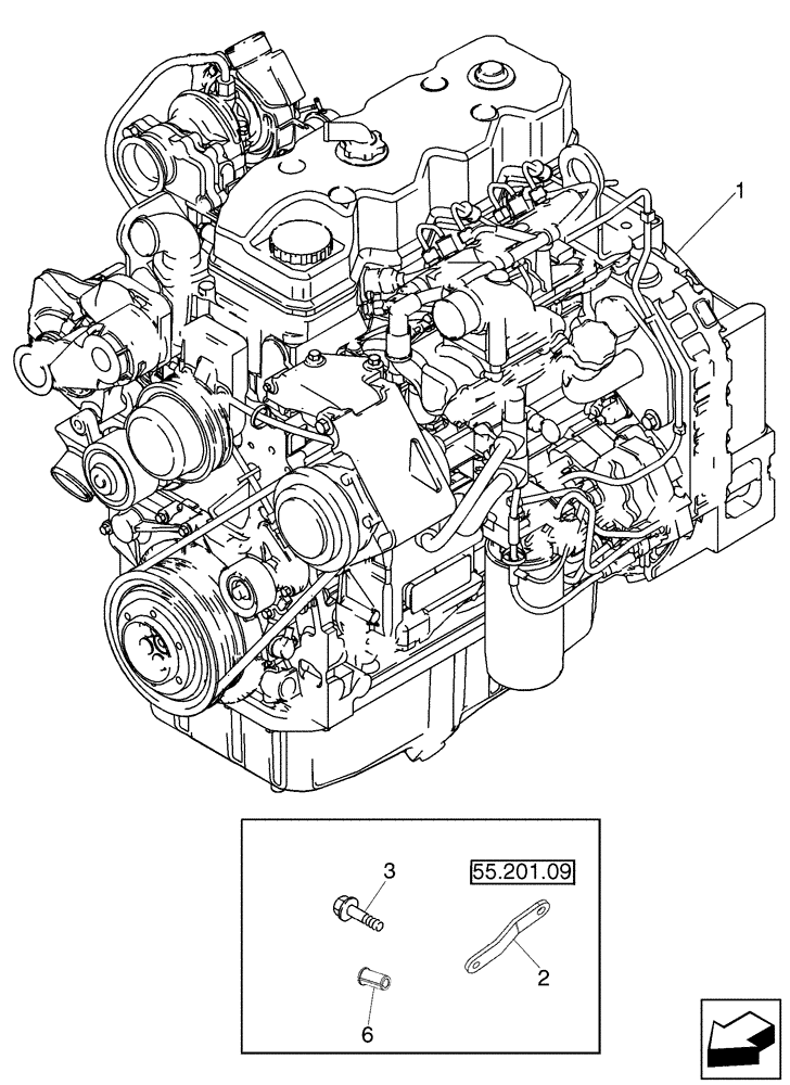 Схема запчастей Case 580SM - (10.001.01) - ENGINE (10) - ENGINE