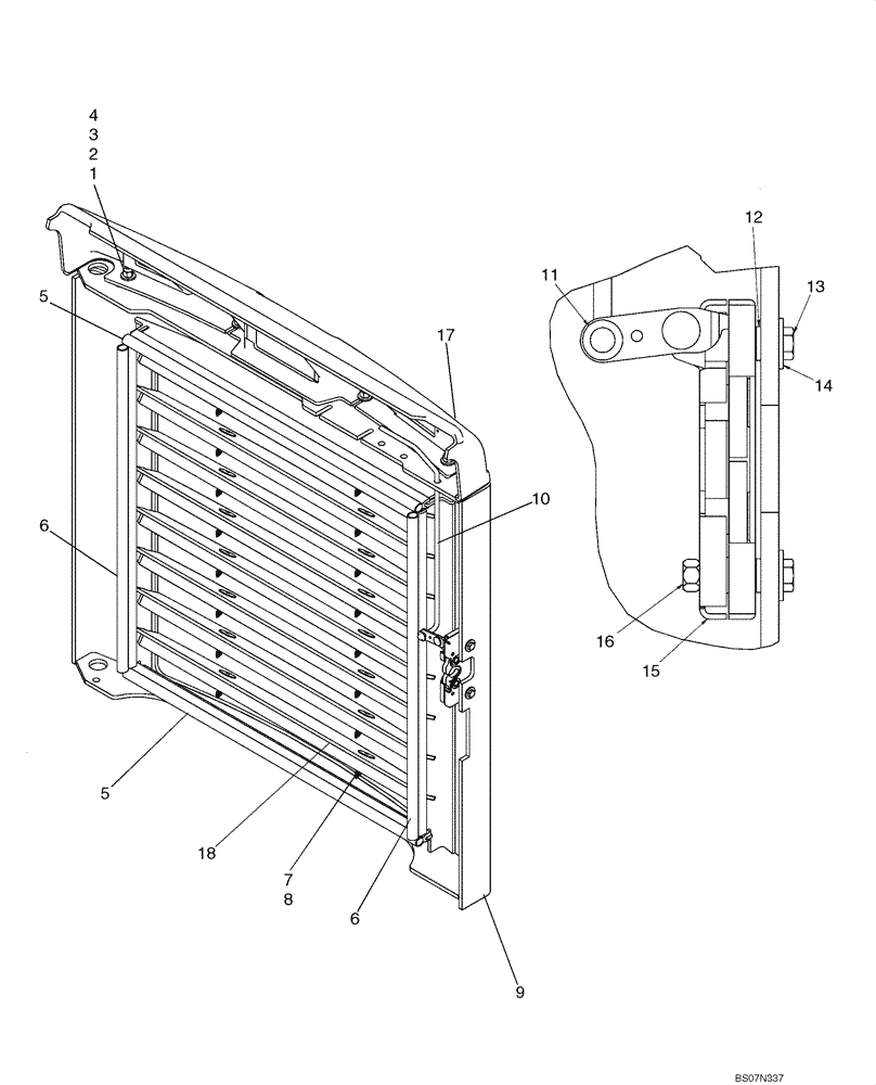 Схема запчастей Case 420 - (09-23) - REAR DOOR - LOUVERED (EUROPE) (09) - CHASSIS