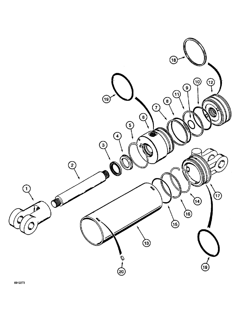 Схема запчастей Case 860 - (8-052) - BACKHOE STABILIZER CYLINDER ASSEMBLY - 101646A1 (08) - HYDRAULICS