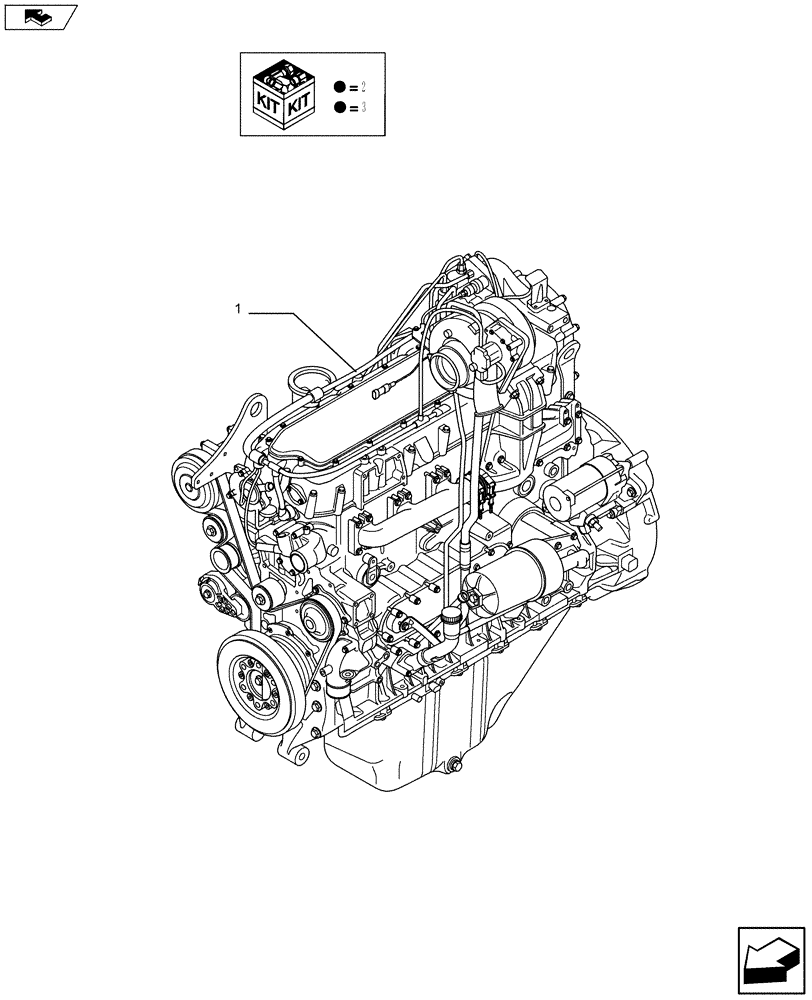 Схема запчастей Case F2CFE614A A013 - (10.001.01) - ENGINE ASSY (504385043) (01) - ENGINE