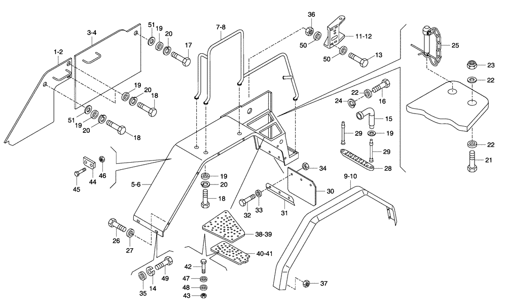 Схема запчастей Case 330 - (60A00020563[01]) - FRONTS MUDGUARDS (10) - Cab/Cowlings