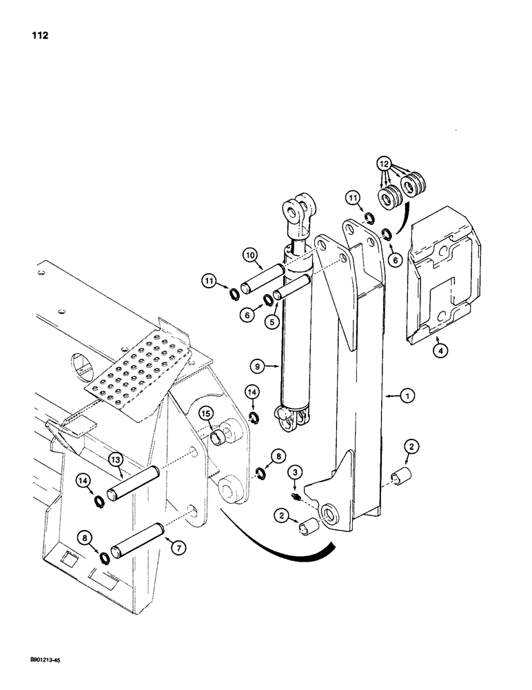 Схема запчастей Case D100XR - (7-112) - BACKHOE STABILIZERS, USED ON 1835C, 1840, AND 1845C UNI-LOADER W/ DUKE OR KONTAK VALVE 