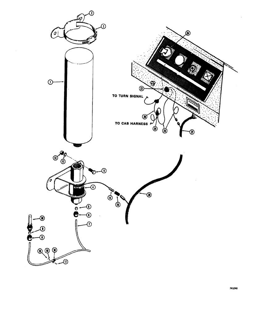 Схема запчастей Case W20 - (086) - COLD START SYSTEM MODELS WITH BAND CLAMPED CYLINDER USED ON TRACTOR S.N. 9115403 AND AFTER (04) - ELECTRICAL SYSTEMS