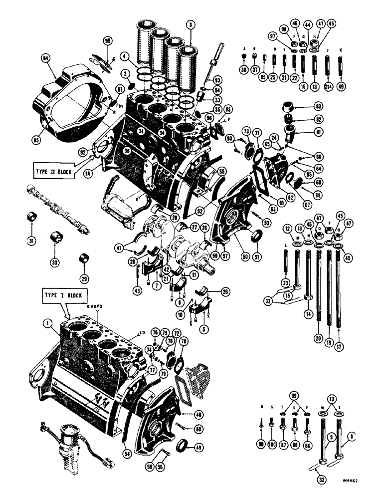 Схема запчастей Case 1000 - (008) - ENGINE BLOCK AND RELATED PARTS (01) - ENGINE