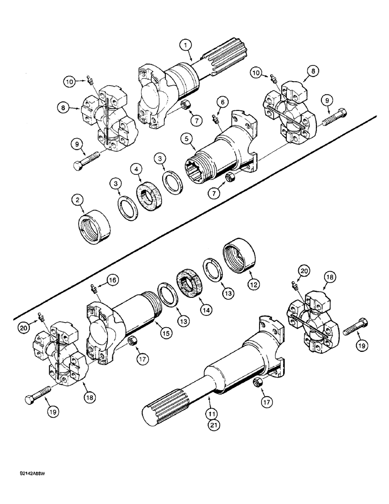 Схема запчастей Case W36 - (6-276) - REAR AXLE DRIVE SHAFT USED WITH CLARK TRANSMISSION NOS. 13.1HR28421-17 AND -18 (06) - POWER TRAIN