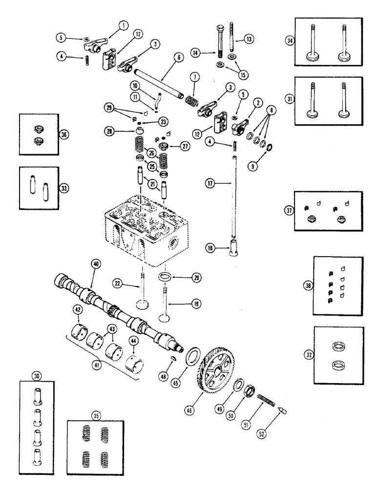 Схема запчастей Case W7E - (036) - VALVE MECHANISM & CAMSHAFT, (301B) SPARK IGNITION ENGINE (02) - ENGINE