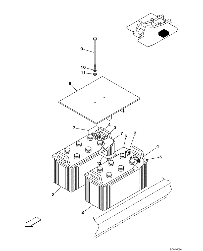 Схема запчастей Case CX160 - (04-08) - BATTERY - CABLES (04) - ELECTRICAL SYSTEMS