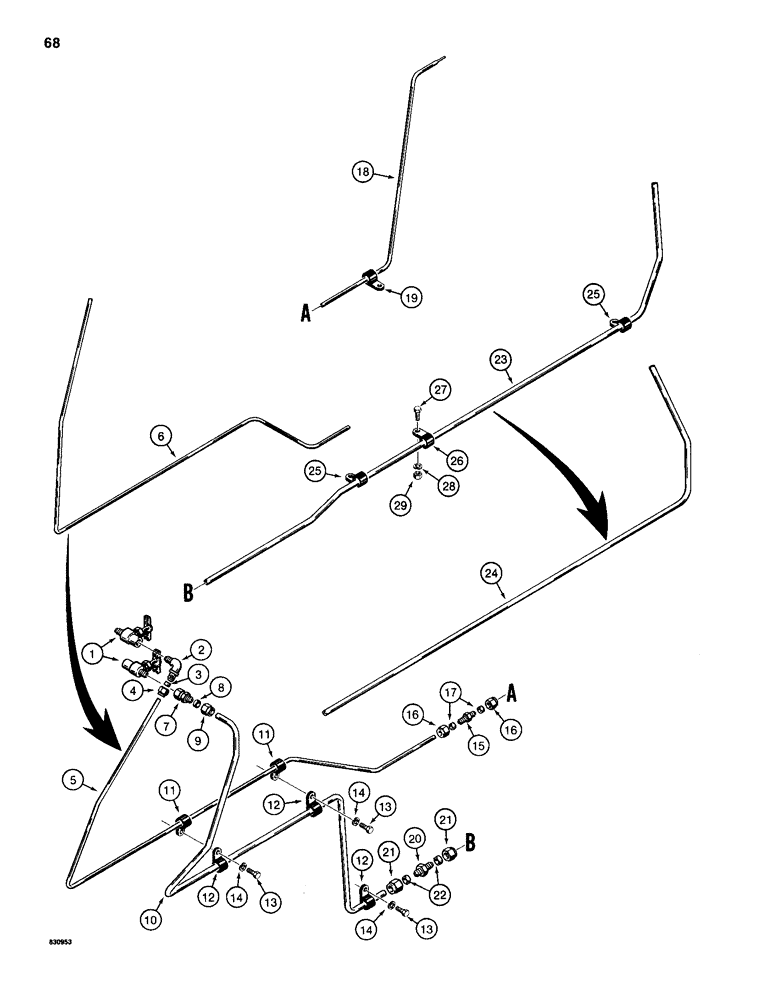 Схема запчастей Case 1150D - (068) - FUEL LINES (03) - FUEL SYSTEM