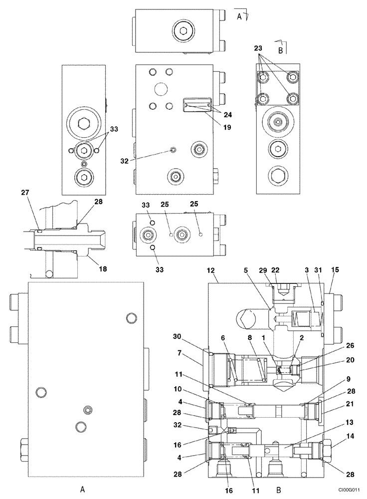 Схема запчастей Case CX240 - (08-68) - VALVE ASSY, RELIEF - FLOW CONTROL (08) - HYDRAULICS