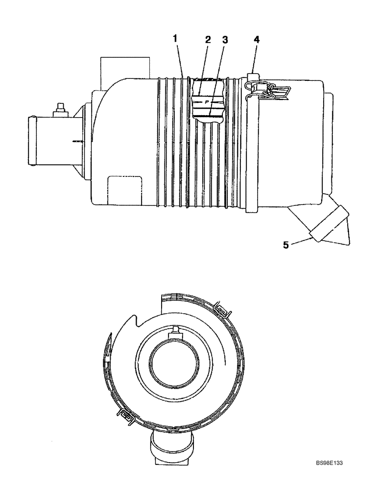 Схема запчастей Case 686G - (2-14) - 317066A1 AIR CLEANER ASSEMBLY - NATURALLY ASPIRATED (02) - ENGINE