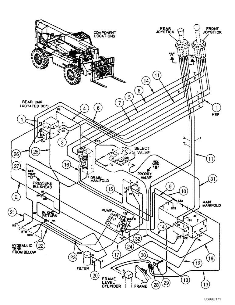 Схема запчастей Case 686GXR - (8-10) - BASIC HYDRAULIC CIRCUIT (ALL 686GXR MODELS) (08) - HYDRAULICS