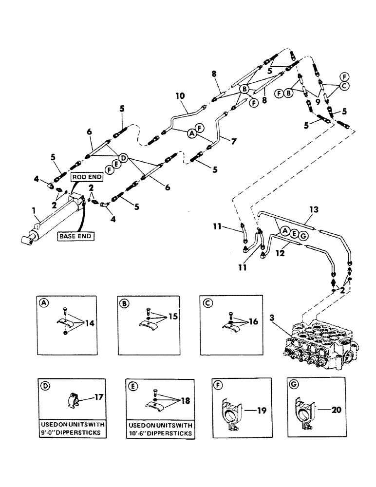 Схема запчастей Case 40YC - (115) - TOOL CYLINDER HYDRAULICS FOR "E" BOOM (07) - HYDRAULIC SYSTEM