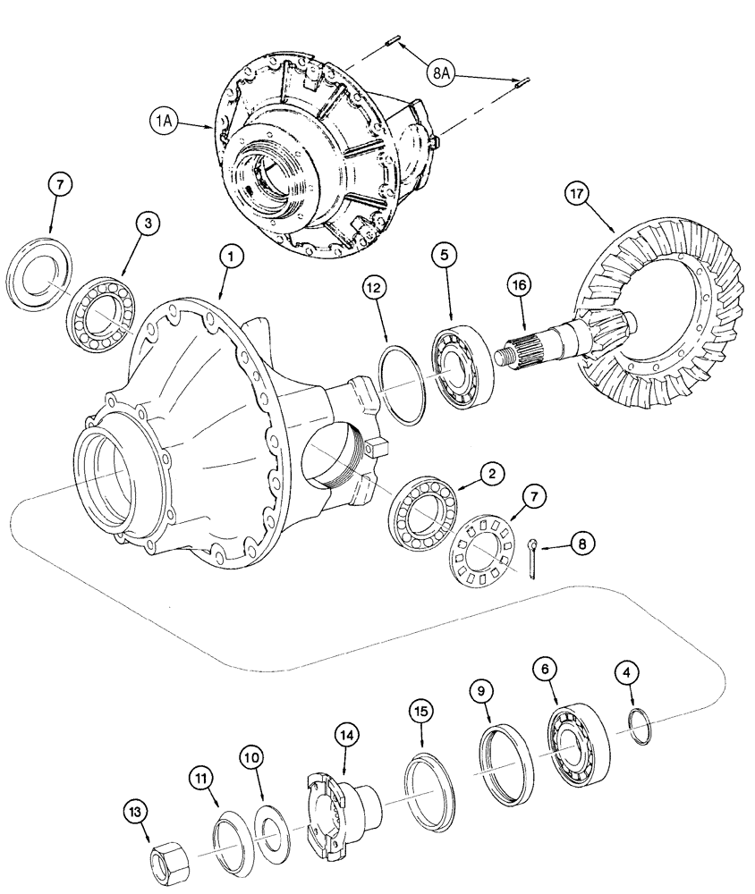 Схема запчастей Case 621C - (06-086) - AXLE, REAR DIFFERENTIAL CARRIER (06) - POWER TRAIN